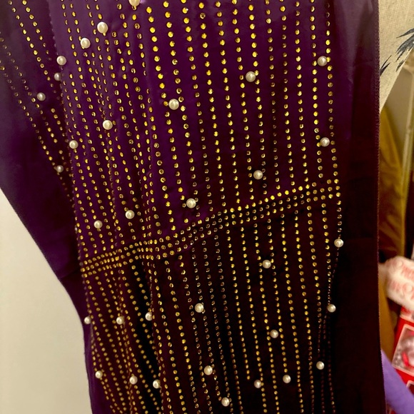 VTG Beaded & Stoned Scarf Wrap Bead Detailing Rhinestone - Picture 3 of 7